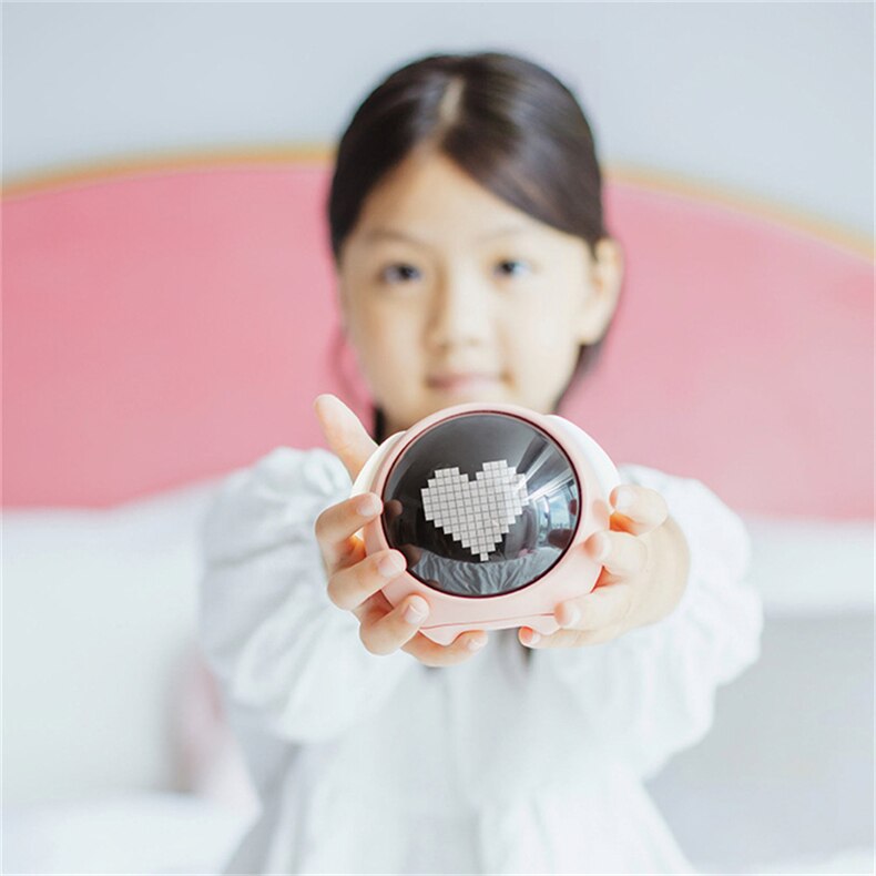 Kids Alarm Clock Cute Pixel Expression Clock Led Night Light Electronic Digital Wake Up Snooze Voice Control Table Clock