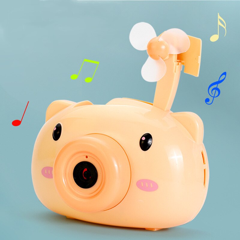 Funny Pig Dog Camera Bubble Maker With Light Music Automatic Fan Electric Bubble Blower Outdoor Game Party Toys For Children