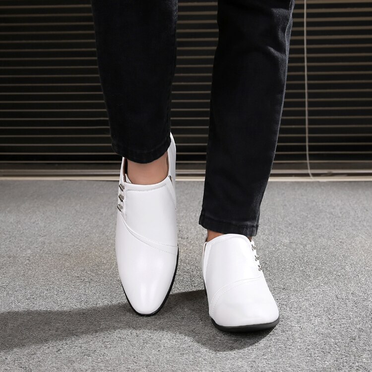 VIVODSICCO, zapatos de vestir de hombre de cuero PU blanco , zapatos de oficina para hombre, Oxford antideslizantes, zapatos de para boda, zapatos planos Casuales