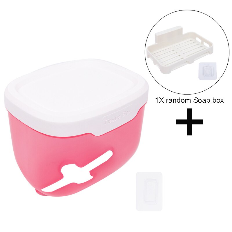 Punch-free Toilet Paper Holder tissue box Waterproof Mobile Phone Storage Toilet Paper Storage Rack Tissue Bathroom Supplies: Red (with box)