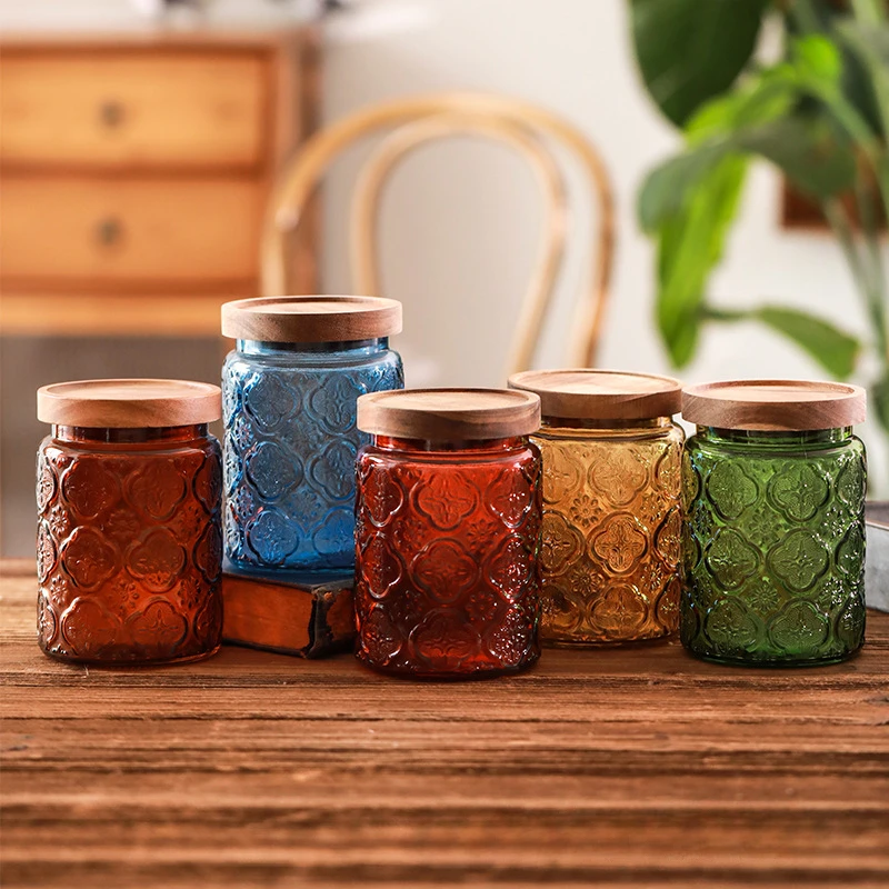 Contenedor de alimentos para cocina, tarros de vidrio con tapa, cajas organizadoras de cereales, tarros de albañil, caja de aperitivos, botellas de vidrio selladas, Gadgets
