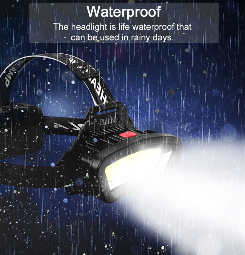 Rechargeable LED Headlight 200m Long Lighting Distance Headlamp Wide Angle COB Head Lamp light Lantern USB Use 2*18650