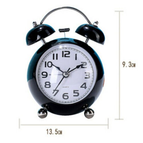 3inch Twin Bell Loud Nightlight Non Ticking Bedside Decor Desk Alarm Clocks