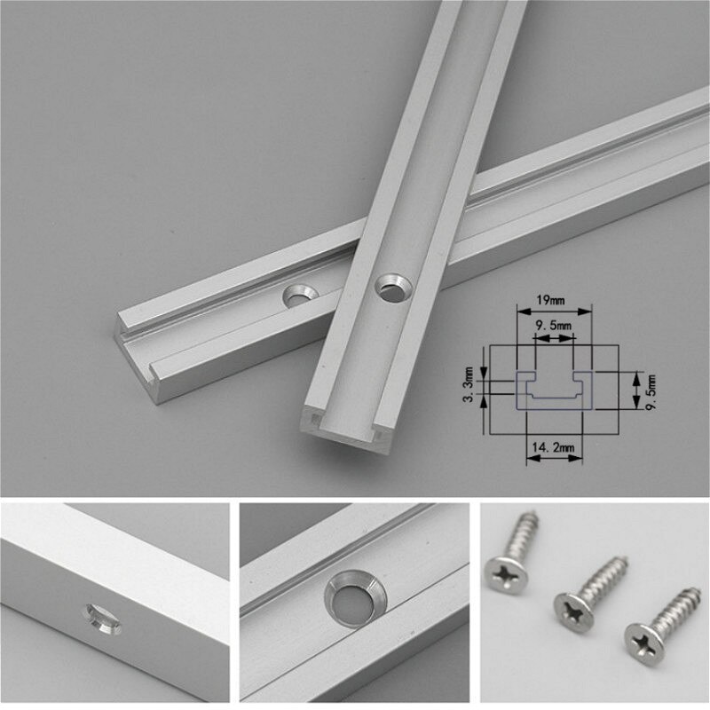 T-track T-slot Miter Track Jig T Screw Fixture Slot 19x9.5mm M8 Nut Track Clamp Set for Table Saw Router Table Woodworking Tool
