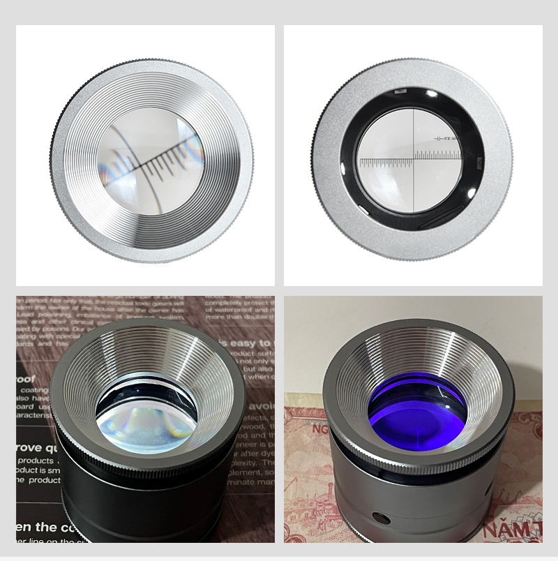 10X Full Metal HD Magnifying Glass with LED/UV Light Optical Glass Lens Rechargeable Magnifier for Coin Stamps Antique Jewelry