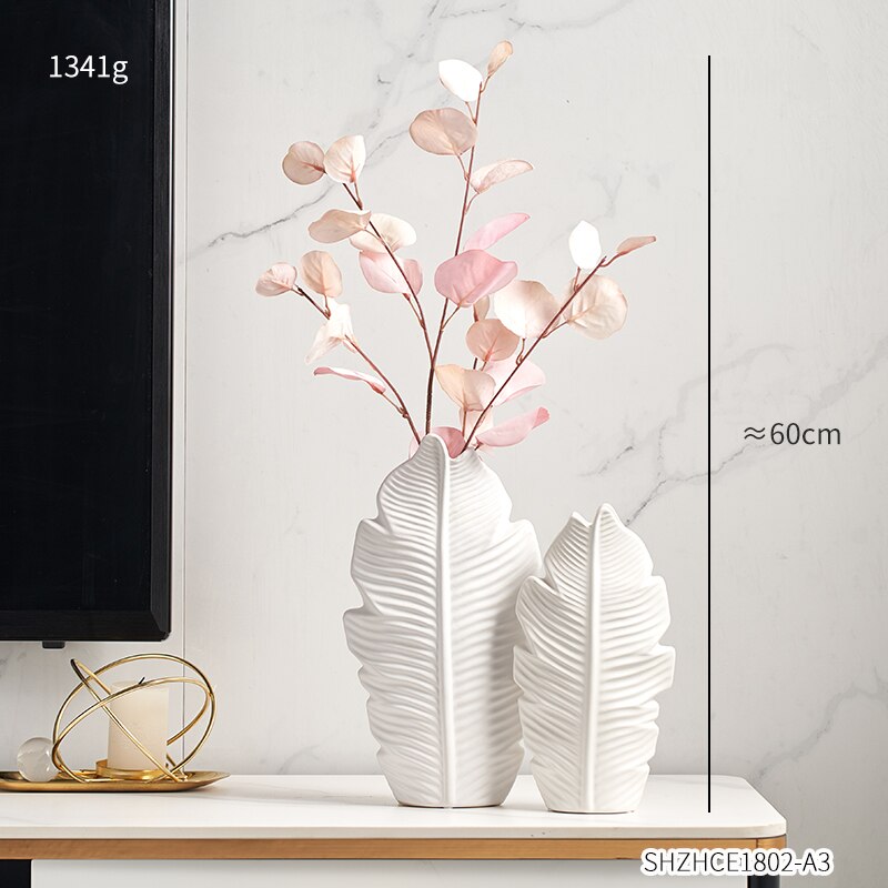 Bathroom Decoration Accessories Ceramic Vase Leaves Model Modern Home Decoration Flower Vase Living Room Decoration White Vases: Combination C