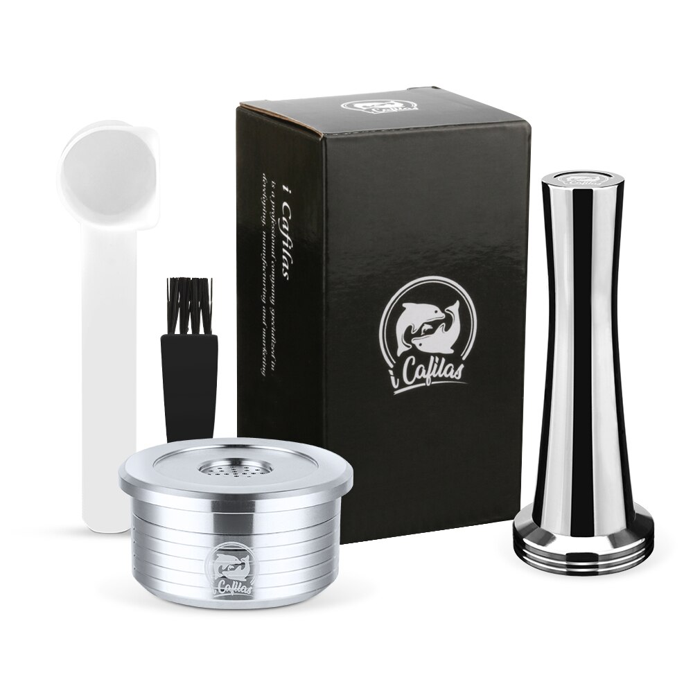 Cápsula de café de metal de aço inoxidável pod para lavazza ponto espresso EP-950 EP-2500 mais reutilizável recarregável copo de café filtro: 1Cup 1Tamper