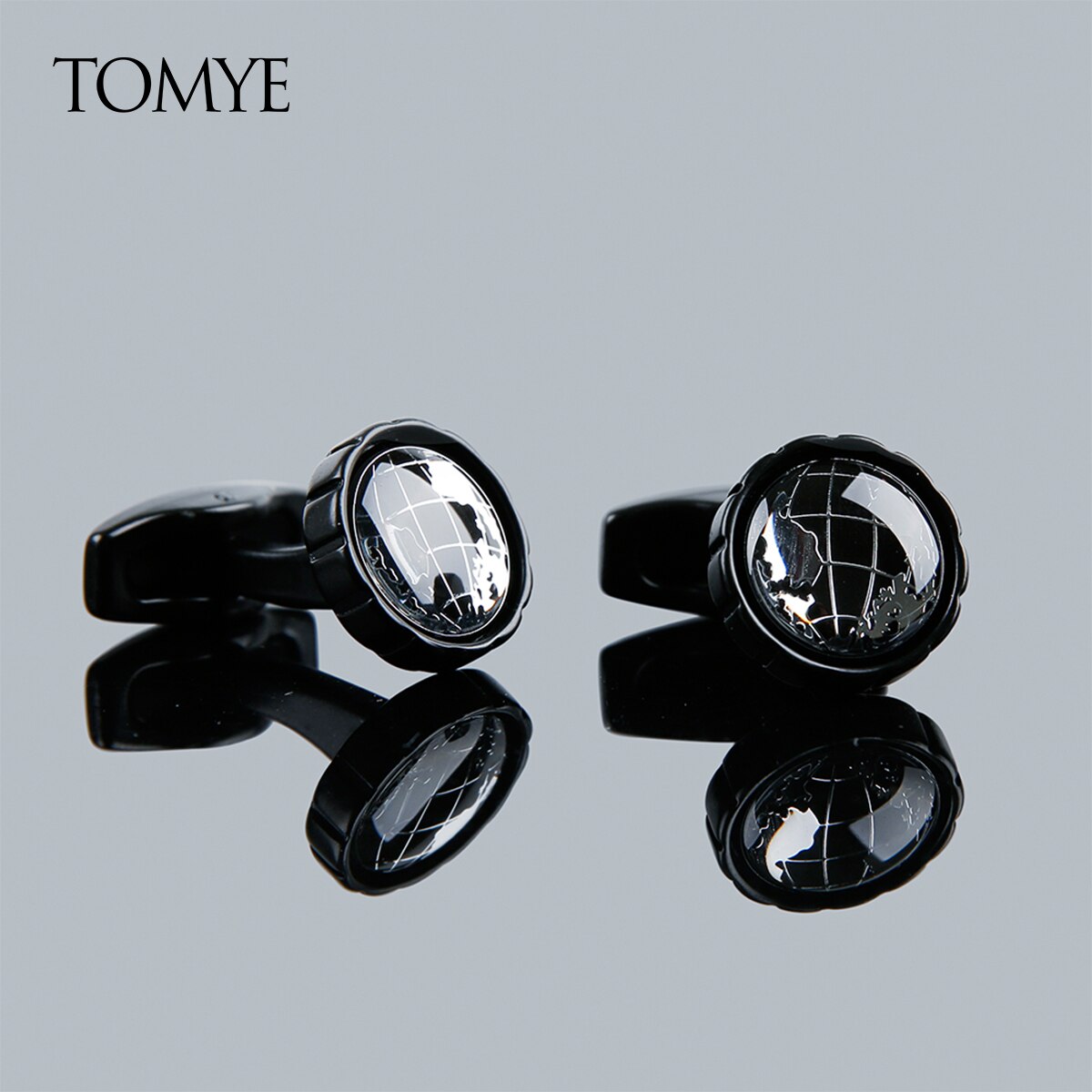 Tomye ouro preto mapa redondo cufflink masculino personalizado luxo abotoaduras em massa xk19s113