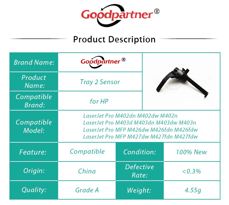 1PC x RM2-5375-000 M402 M403 M426 M427 Tray 2 Sensor for HP LaserJet Pro M402dn M402dw M402n M403d M403dn M403dw M403n M426dw