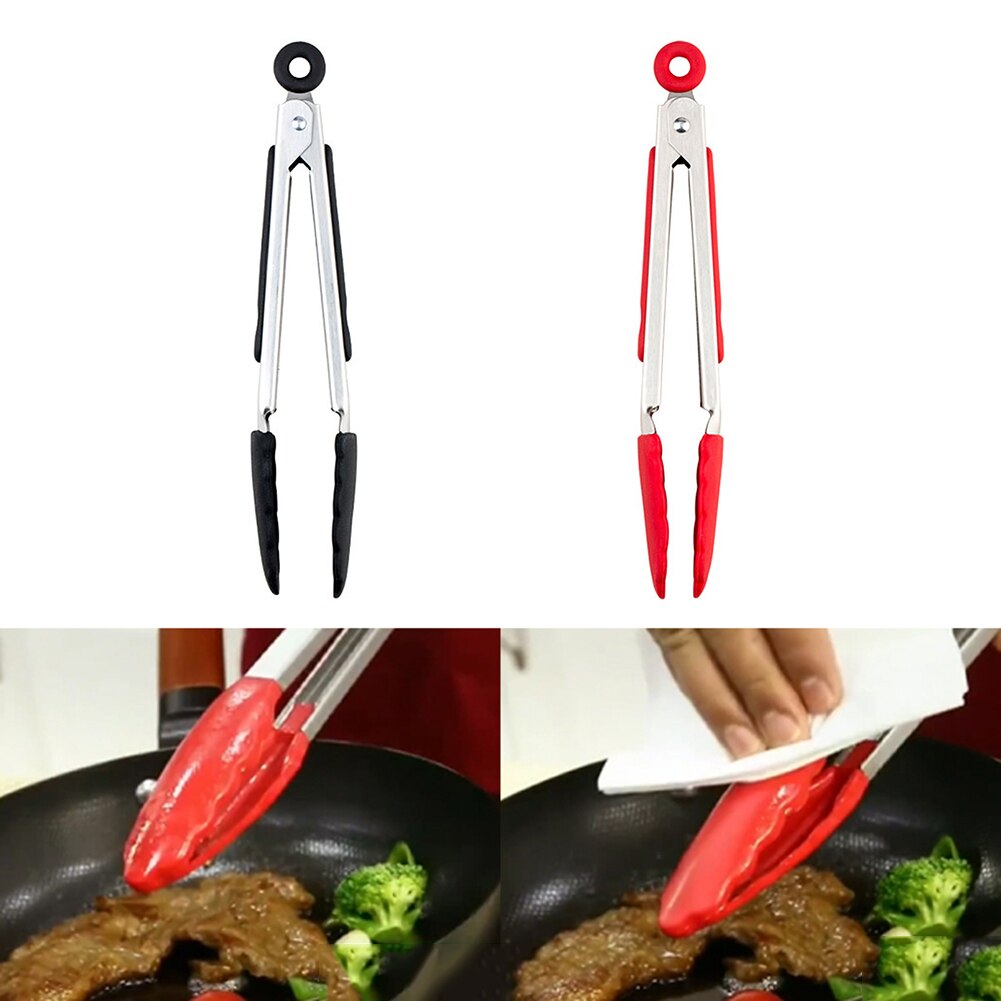 Silicone BBQ Grilling Tong Barbecue Clip Salad Bread Serving Tong Non-Stick Barbecue Grilling Cooking Tong with Joint Lock Food