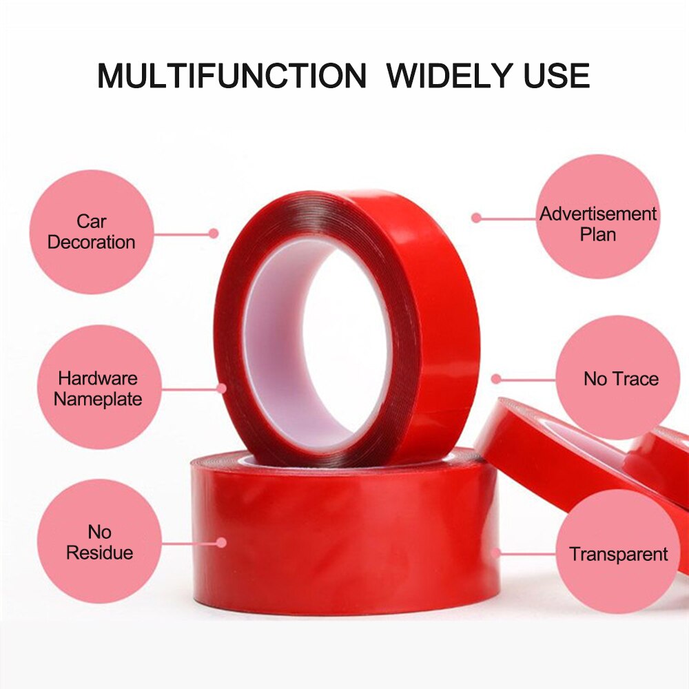 Double Sided Acrylic Adhesive Sticker 5 to20 mm 3 Meters Car Auto Tape Heavy Duty Mounting Tape Clear Industrial Outdoor Tape