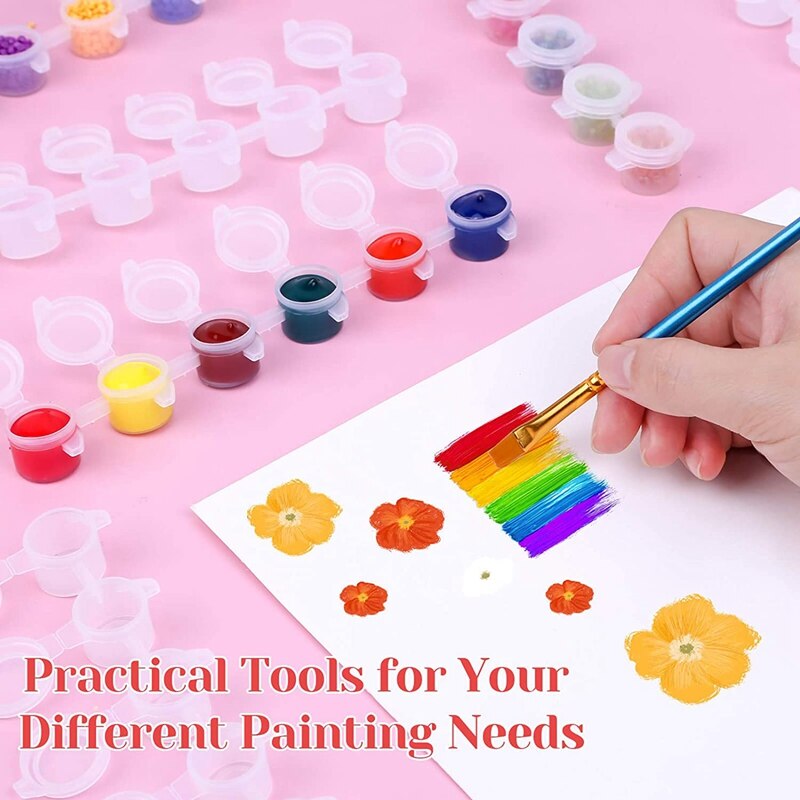 Bote de pintura vacío de 240 piezas, 40 tiras de acrílico, Mini contenedor de pintura, tiras de almacenamiento con tapas para pintura artística y artesanal, 3Ml