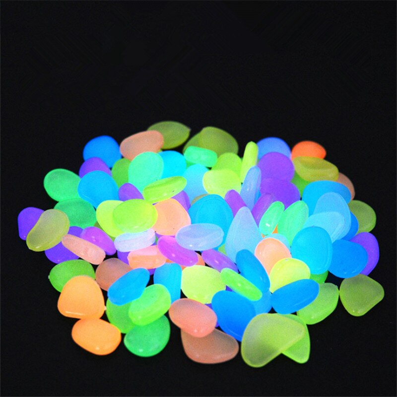 25/50Pcs Pebbles Glowing In The Dark Fluorescent Stone Aquarium Fish Tank Garden Lawn Sidewalk Luminous Stone Home Decoration: 50pcs / Color mixing