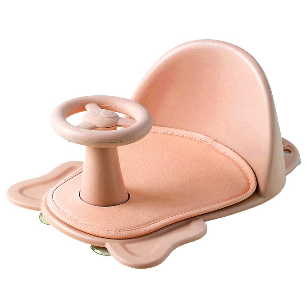 Silla de baño de bebé antideslizante, banqueta de elefante de dibujos animados, suministros de baño de bebé, bolsa de asiento infantil: Apricot
