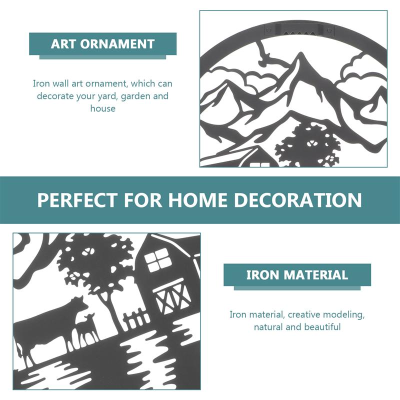 Iron Wall Decoration Circular Hanging Art Indoor Outdoor Metal Silhouette Wall Decor Garden Decoration Garden Accessories