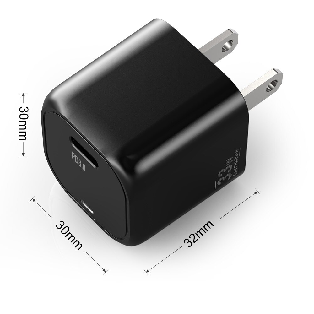 Electop 33W Usb C Gan Charger Met Led Fast Charger Pps Pd 3.0 Type C Fast Charger Voor Iphone 13 12 11 Samsung Laptop Adapter: US black