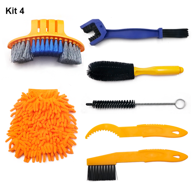 Bicycle Cleaning Kit Mountain Bike Chain Cleaner Scrubber Tire Brushes Washing Glove Cycling Maintenance Tool Accessories: Kit 4