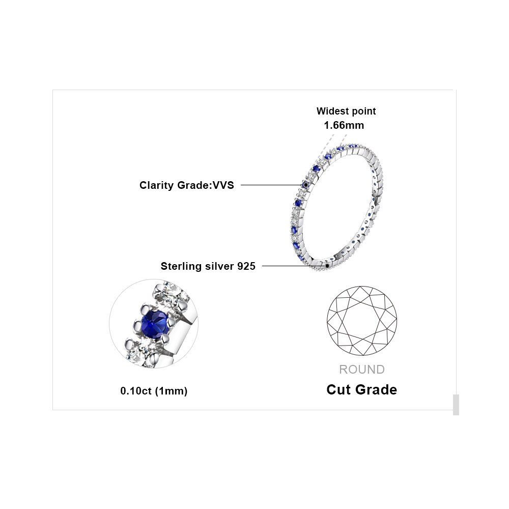 Bijoux palace créé bleu spinelle anneau 925 en argent Sterling anneaux pour femmes anneaux de mariage éternité bande argent 925 bijoux fins