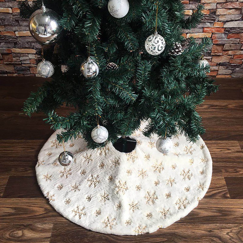 Mooie Witte Boom Rok Met Borduurwerk Sneeuwvlok Kerstboom Decoratie Voor Thuis Gelukkig Nieuwjaar JPDZS578