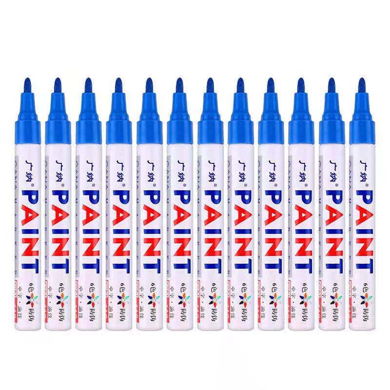 12 Colors Set Waterproof Car Tyre Tire Tread Rubber Metal Permanent Paint Marker Pen Graffti Oily Marker Pen Stationery Supplies: 12pcs blue