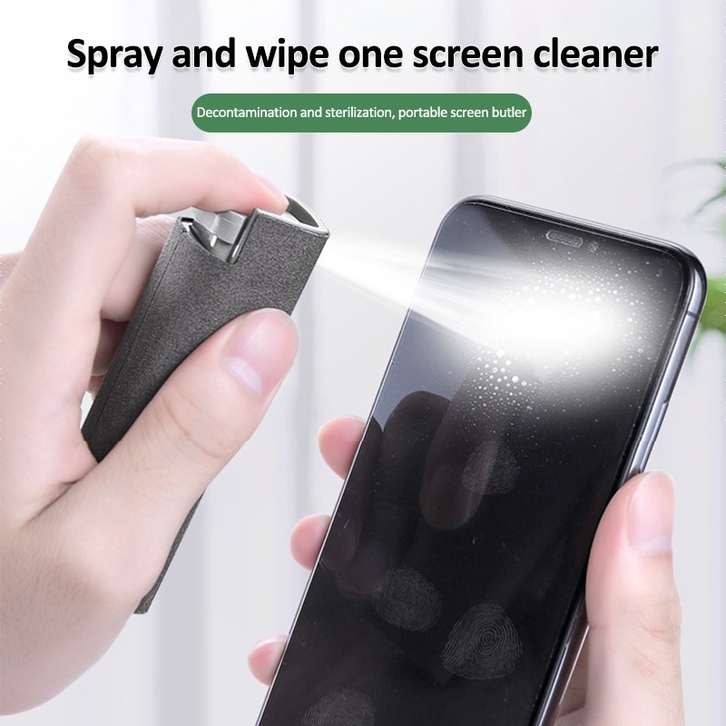 1pc beskyttelig 2 in 1 telefonskærm rengøringsmiddel spray mikrofiber klud sæt rengøring artefakt computer mobiltelefon skærm støvfjernelse