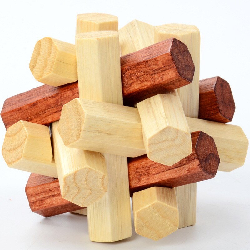 Juguete educativo tradicional chino Kong Ming Luban Lock, rompecabezas de madera 3D único, Cubo de madera intelectual clásico, divertido: 6
