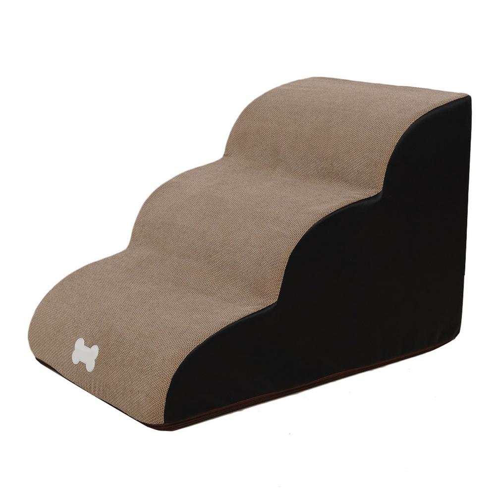 Escalera de 3 escalones para perros y mascotas, escalera de algodón antideslizante para gatos y cachorros, suministros para mascotas, herramienta de sofá de escalada: Beige