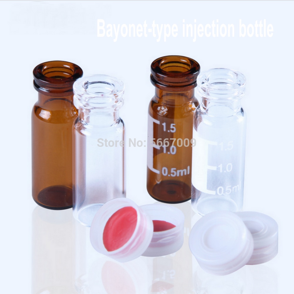 100pcs/lot 2ml lab glass clear/brown liquid chromatography glass sample bottle Bayonet-type automatic headspace injection bottle