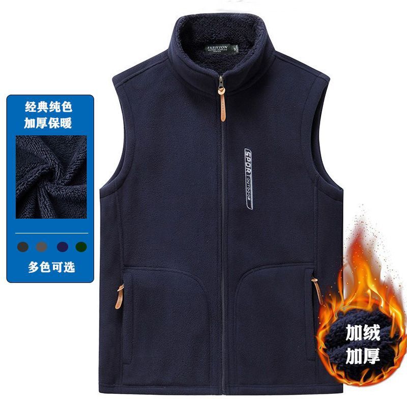 Warme vestjas voor heren Polar Fleece Winddicht Outdoor Multi Pocket Sport Mouwloos jack Casual dik vest met letterprint
