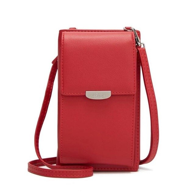 Último dia 70% de desconto! Tudo-em-um crossbody saco de telefone feminino ombro mensageiro bolsa multi-função bolsa carteira saco de cartão: RED