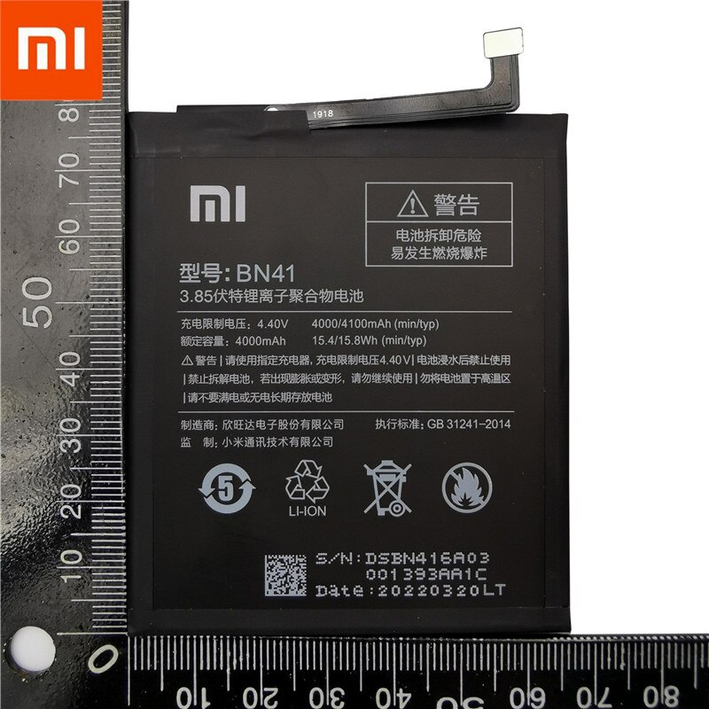 Original Xiaomi Redmi Note 4 Battery BN41 4100mAh for Hongmi Note 4 / Redmi Note 4X MTK Helio X20 BN41 Battery