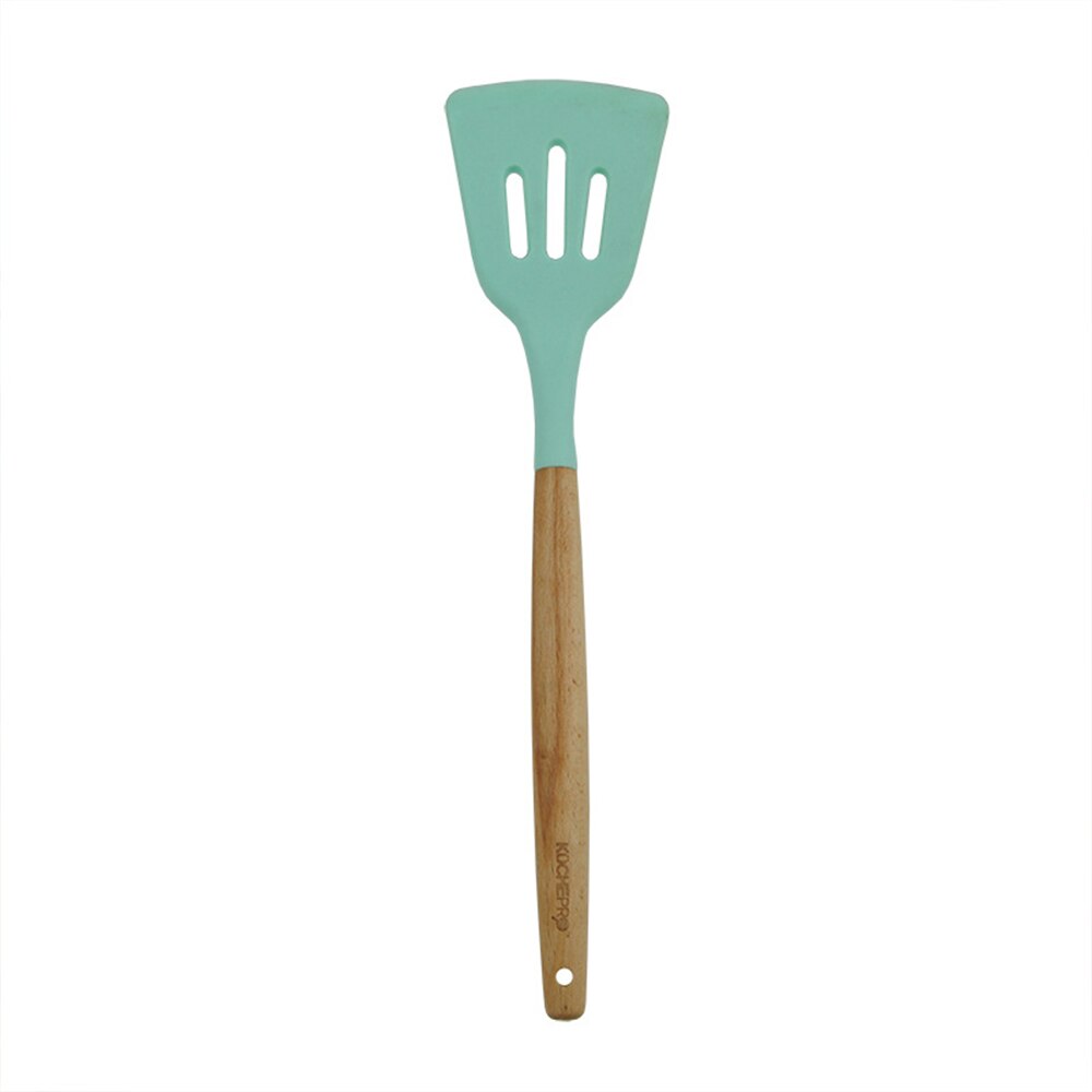 Wooden Handle Silicone Kitchenware Set for Non-stick Pan Kitchen Tool Accessories Spatula Spoon Clip Whisk Brush Ladle