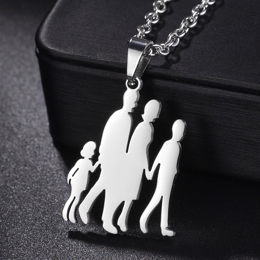 Mothers and Children Family Stainless Steel Necklaces Silver Color Multiples Kids Pendant Necklace Jewelry Mother's Day: BRASS PLATED