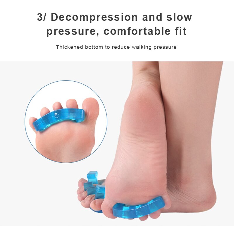 3 Gaten Teenseparators Eversie-Corrector Vinger-Separator Duim Herhaald Siliconen Sebs Zachte Pijn-Veilig Verlichten 2pcs Rechtzetten