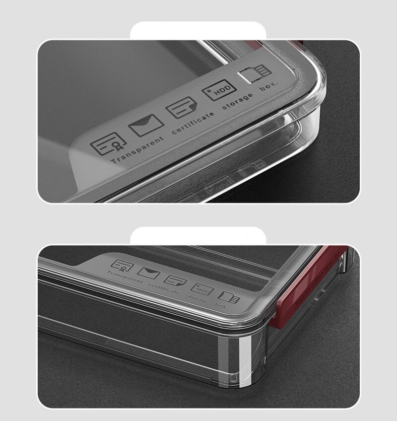 Clear Document Storage Box Family Certificate Document Case Household Real Estate Bag Manual A4 Paper Organization