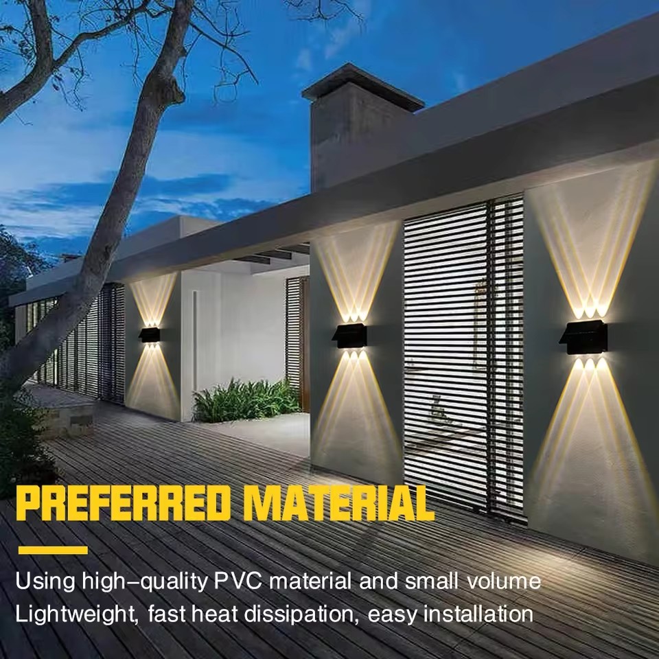 Solar wandlamp  ip65 waterdichte led buitenlamp op zonne-energie met warm licht voor achtertuin, garage, tuin, hek en decoratieve verlichting