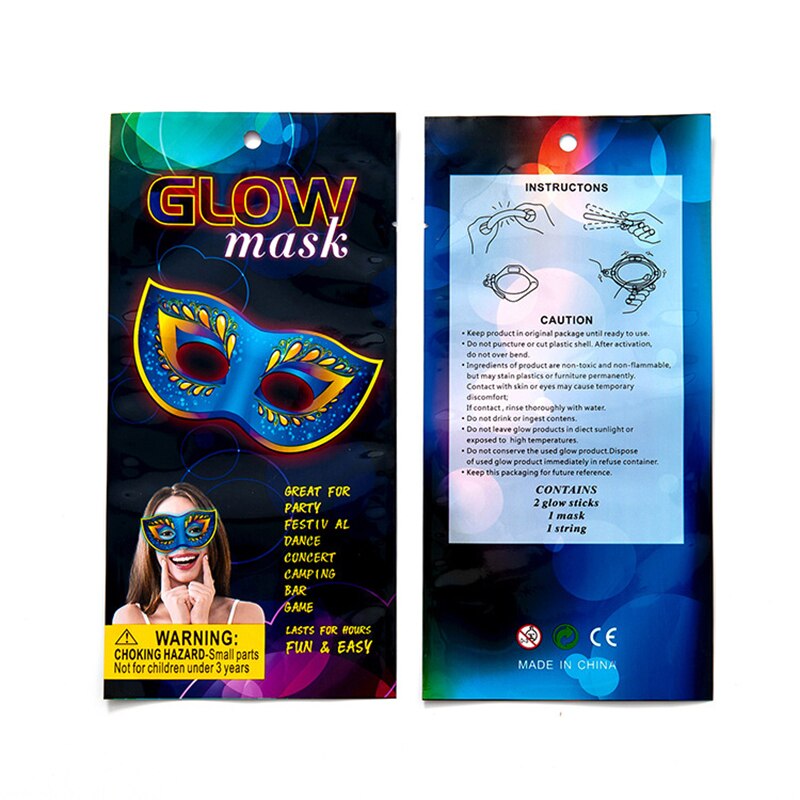 Glow Stick DIY Glowing Blue Eye Mask Prom Night Glow Mask Party Makeup Party Masquerade Christmas Halloween Toys