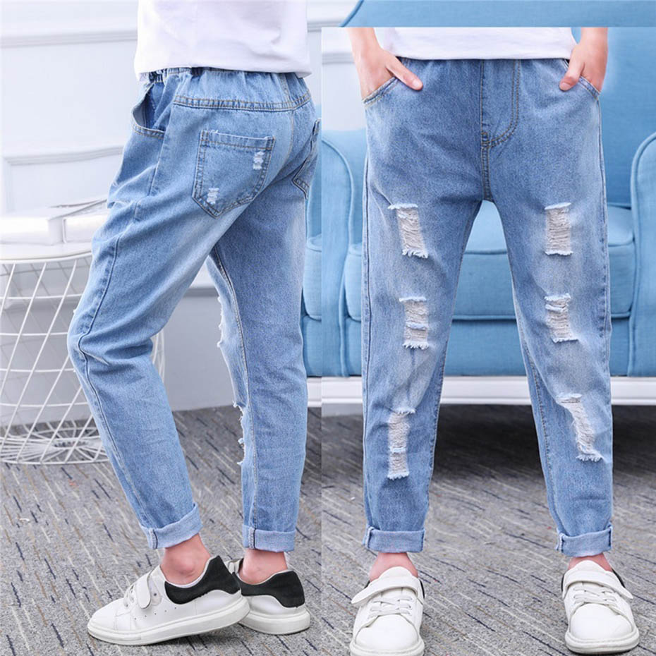 Jean déchiré à trous pour garçons, vêtement de printemps-automne, décontracté Style, pour enfants de 6, 8, 10, 12 et 14