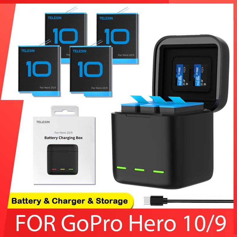 Boîtier chargeur 3 batteries pour GoPro Hero 9 et 10