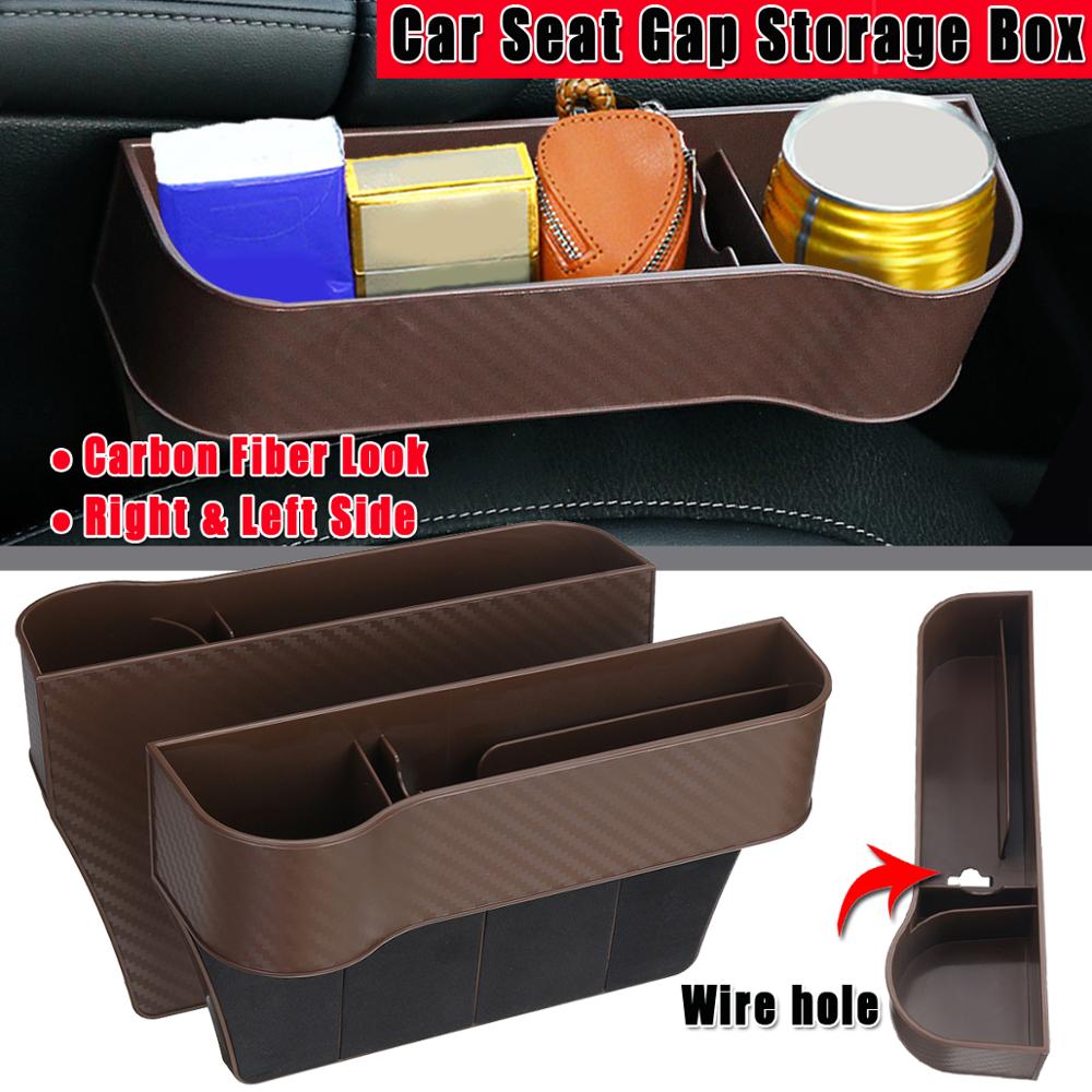 Left / Right Car Seat Crevice Gaps Storage Box ABS Plastic Auto Drink for Pockets Organizers Stowing Tidying Universal: LH RH Carbon Brown