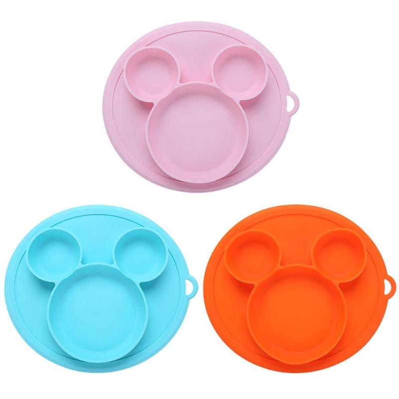 Plato de silicona para bebé con forma de pata de oso de dibujos animados, platos de cena para niños, vajilla de entrenamiento con ventosa para niños, cuencos de alimentación para niños