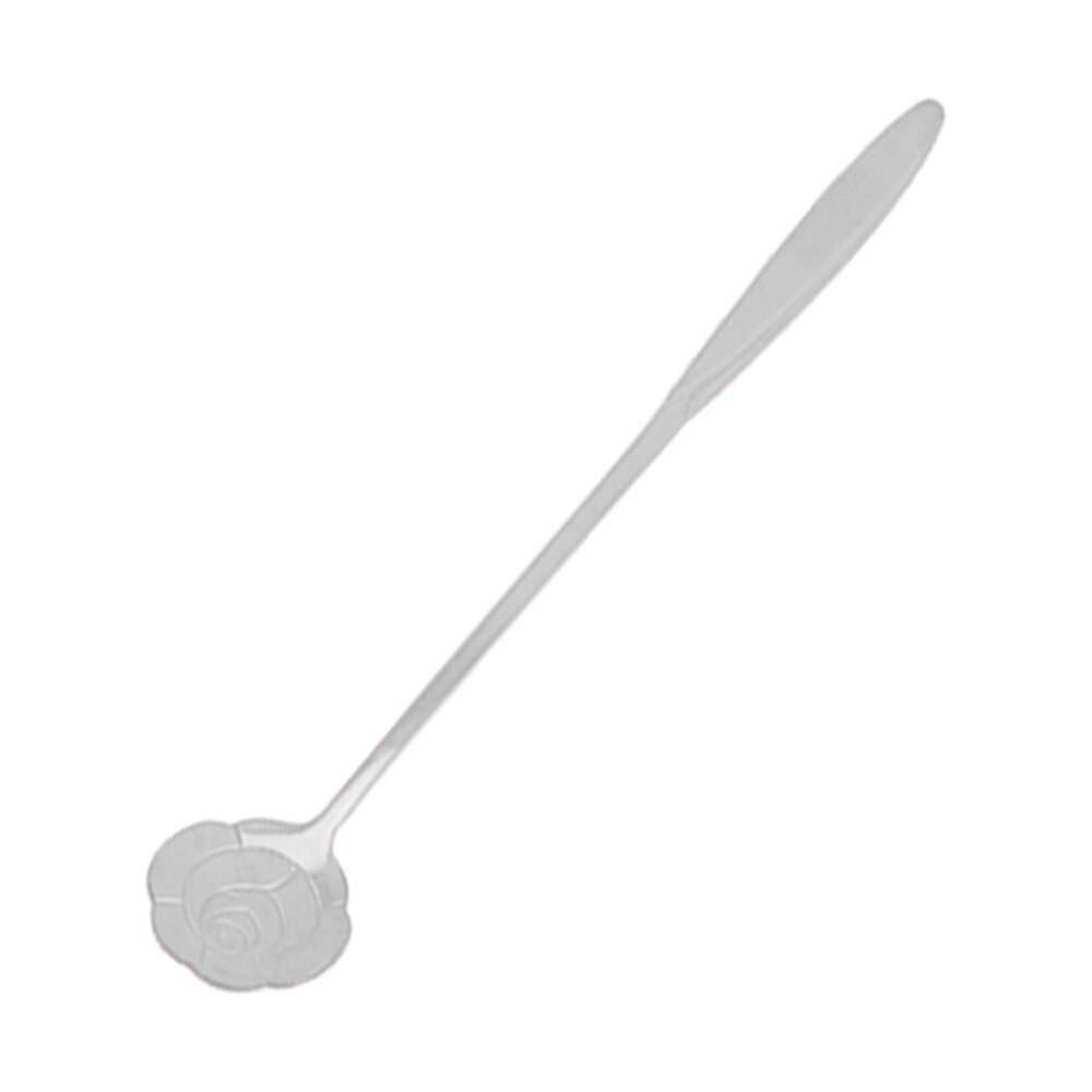 1 stuk bloemen koffielepel lange steel dessert thee menglepel roestvrij staal vintage stijl theelepels drank servies: B-zilver