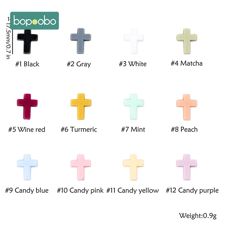Bopoobo Silicone Cartoon Cross Baby Teether 20pc Silicone Bead BPA Free Baby Teething Beads Silicone Baby Food Grade Teether