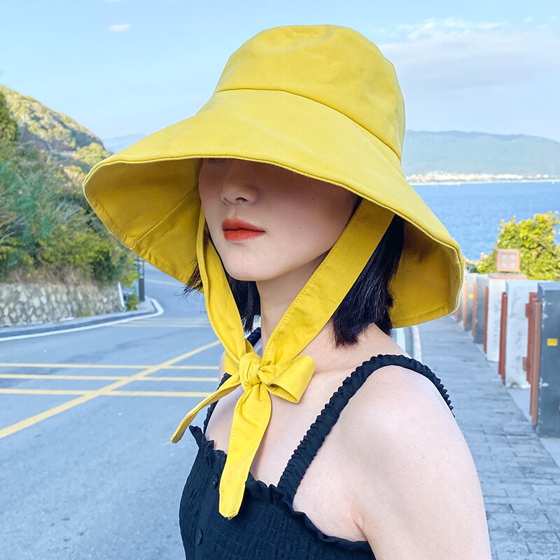 Sombrero de pescador con visera pequeña para mujer, gorro de pescador coreano de Color sólido a la , antiquemaduras solares, para exteriores