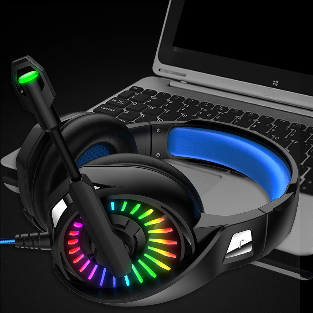 Gaming Headset with Microphone Color-Changing Stereo Headphones 3.5mm for Laptop,Tablet, PS4, PC, Xbox One