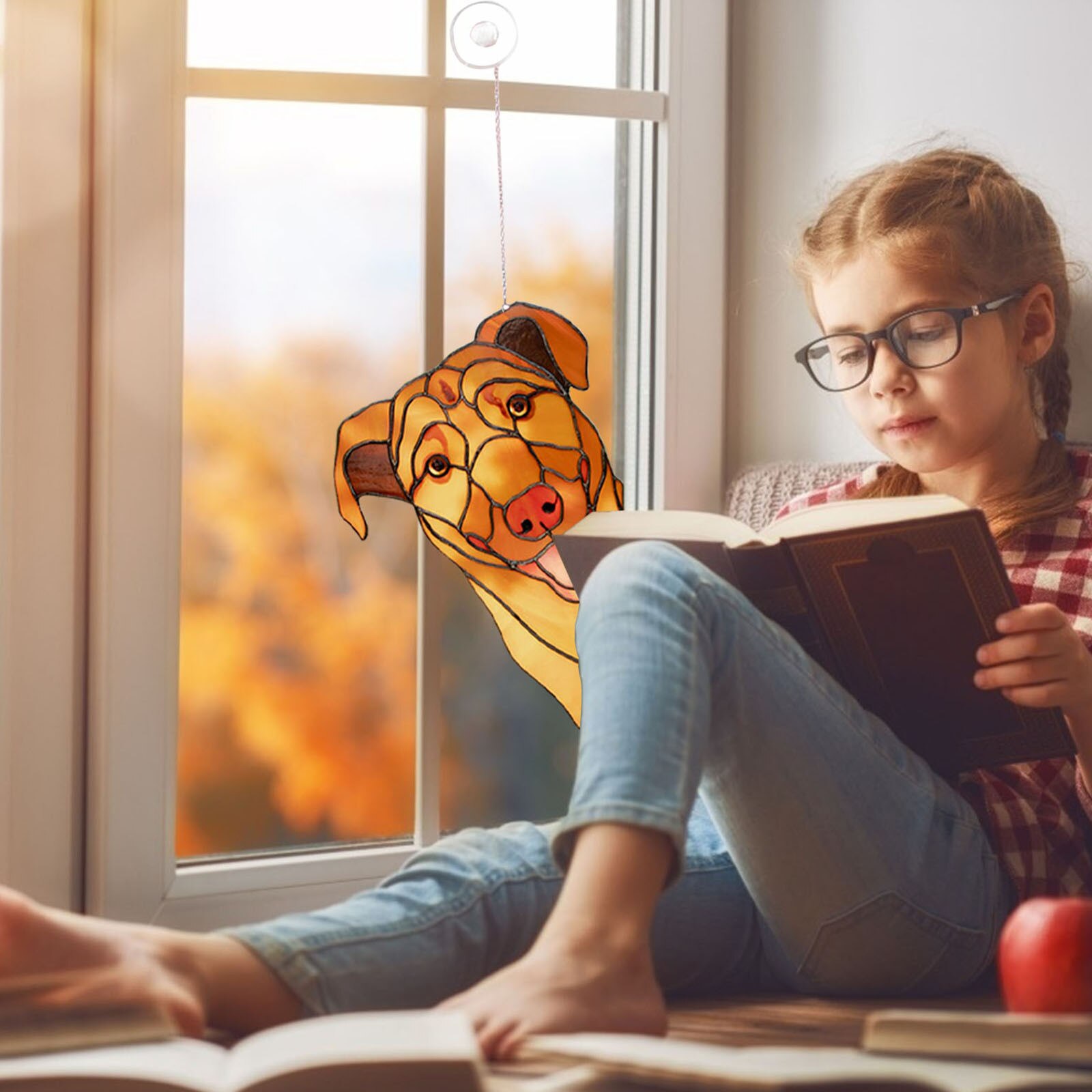 Vitrail chat fenêtre cintre décoration personnalité intérêt animal de compagnie acrylique pendentif décoration pour la maison et la voiture décor