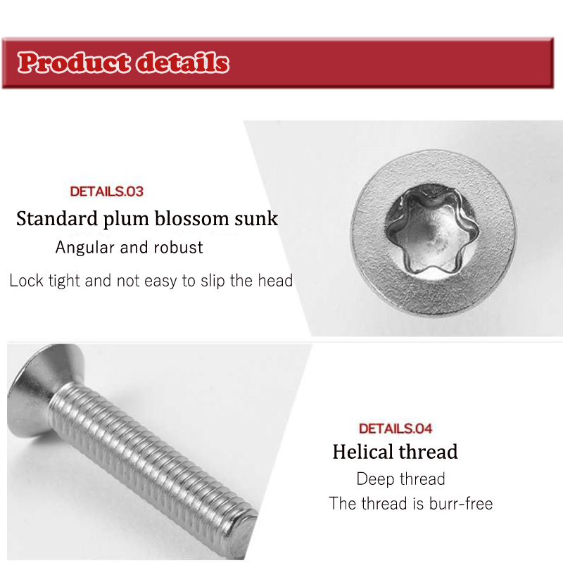 25/50 stks M2.5 M3 M4 304 Rvs Zes Kwab Torx Platte Verzonken Kop Schroef Bolt