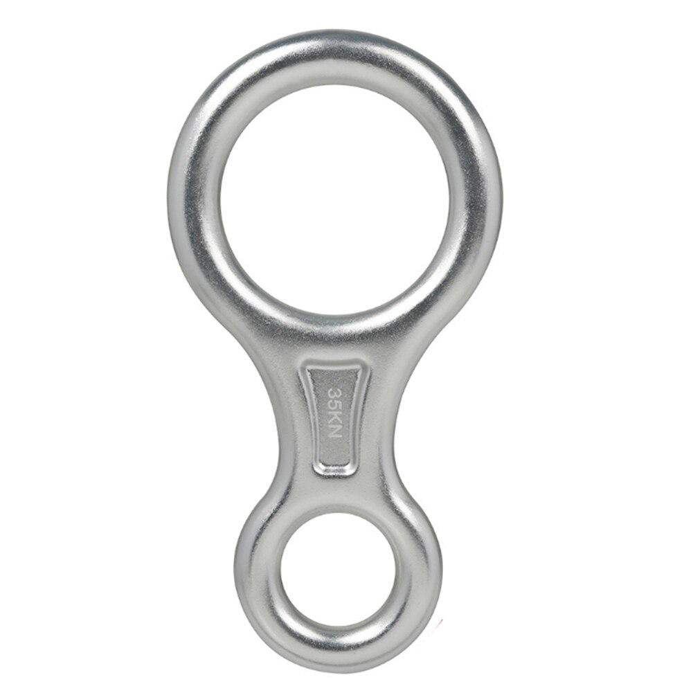 Rock Climbing Descender 35KN Figure 8 Word Rope Descender Rappel Ring Downhill Eight Ring Rappelling Gear Belay Device Equipment: Silver
