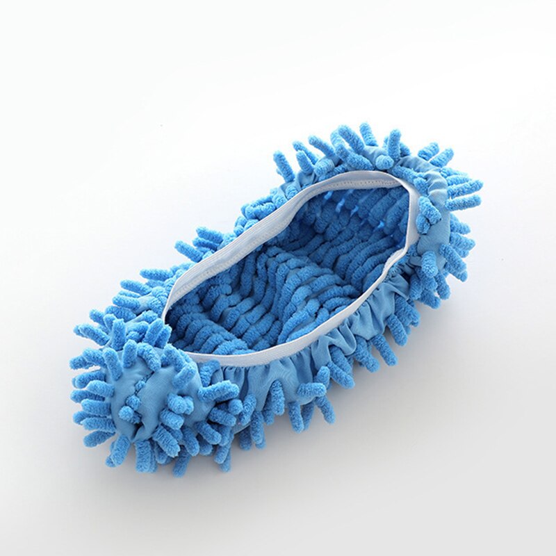 Chenille Dust Mop Slippers Foot Socks Caps Floor Cleaning Lazy Shoe Dust Hair Cleaner For Utensils Accessories Towel Microfiber: Blue / 4 piece