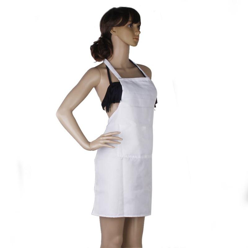 Ärmellose Küchenschürze mit Hals, 73 x 62 cm, weißes Polyester, unisex, Restaurant-Kochtaschen, schützen Kleidung